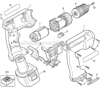 Page A Diagram and Parts List for PS350 Type 1 Black and Decker Cordless Drill